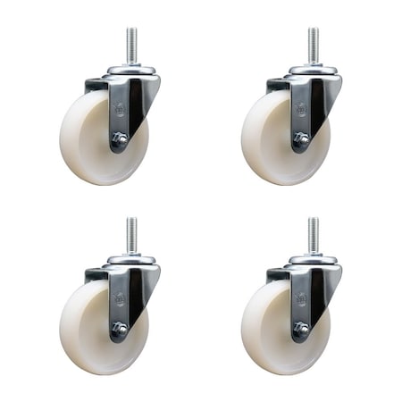 Service Caster 4 Inch Nylon Wheel Swivel 58 Inch Threaded Stem Caster Set Service Caster SCC-TS20S414-NYS-58212-4